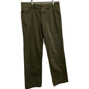 J Crew Pants Womens 4 Broken In Boyfriend Chino Canvas Boot cut Green Distressed